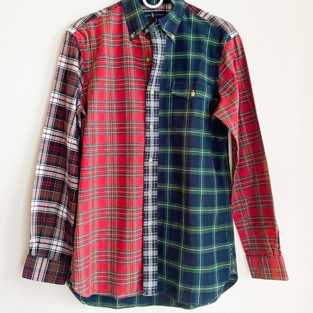 New Ralph Lauren Patchwork Plaid Button Down Casu… - image 2